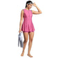 Speedo AF Closedback Swimdress, Hot Mauve/Black | Modest Swimdress with Chlorine-Resistant Fabric & Comfortable Fit - Best Price online Prokicksports.com