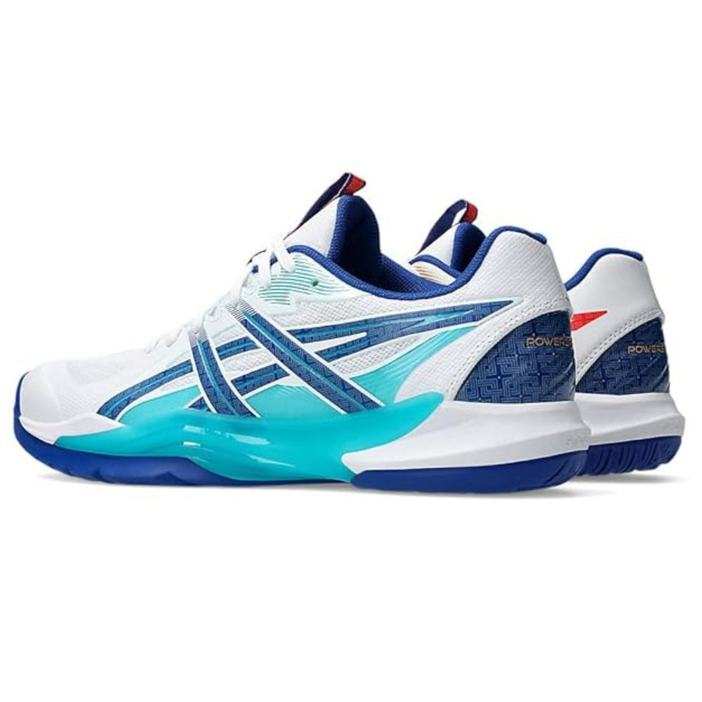ASICS Powerbreak FF Men Indoor Court Shoes | FlyteFoam Cushioning & Maximum Stability for Badminton | White/ASICS Blue - Best Price online Prokicksports.com