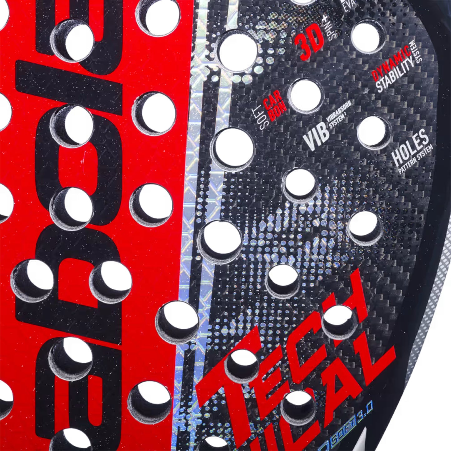 Babolat Technical Viper Soft 3.0 Padel Racquet | Soft Carbon Diamond Paddle with Black EVA Core, 3D Spin+ & Dynamic Stability System