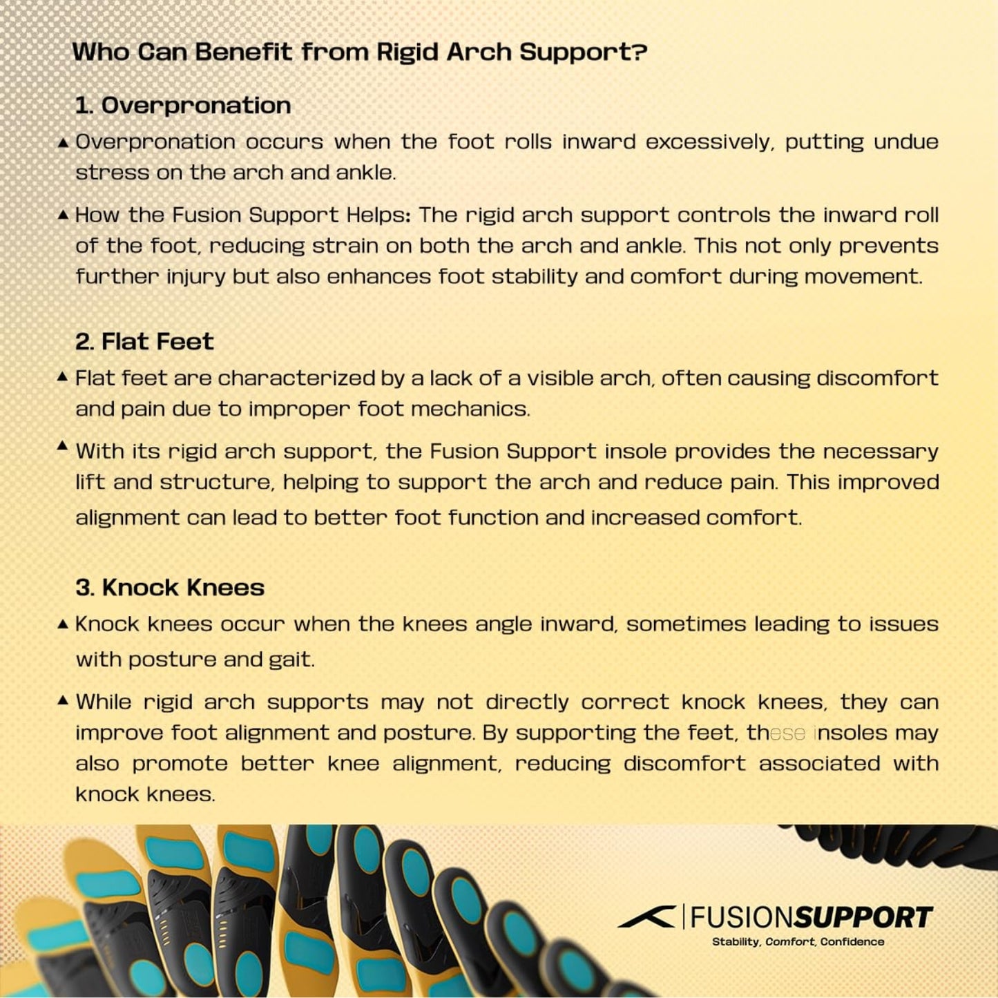 HUNDRED Fusion Support Insoles, Black/Orange/Sea Blue | Orthotic Arch Support Insole with Fusion Gel Cushion & Stability - Best Price online Prokicksports.com