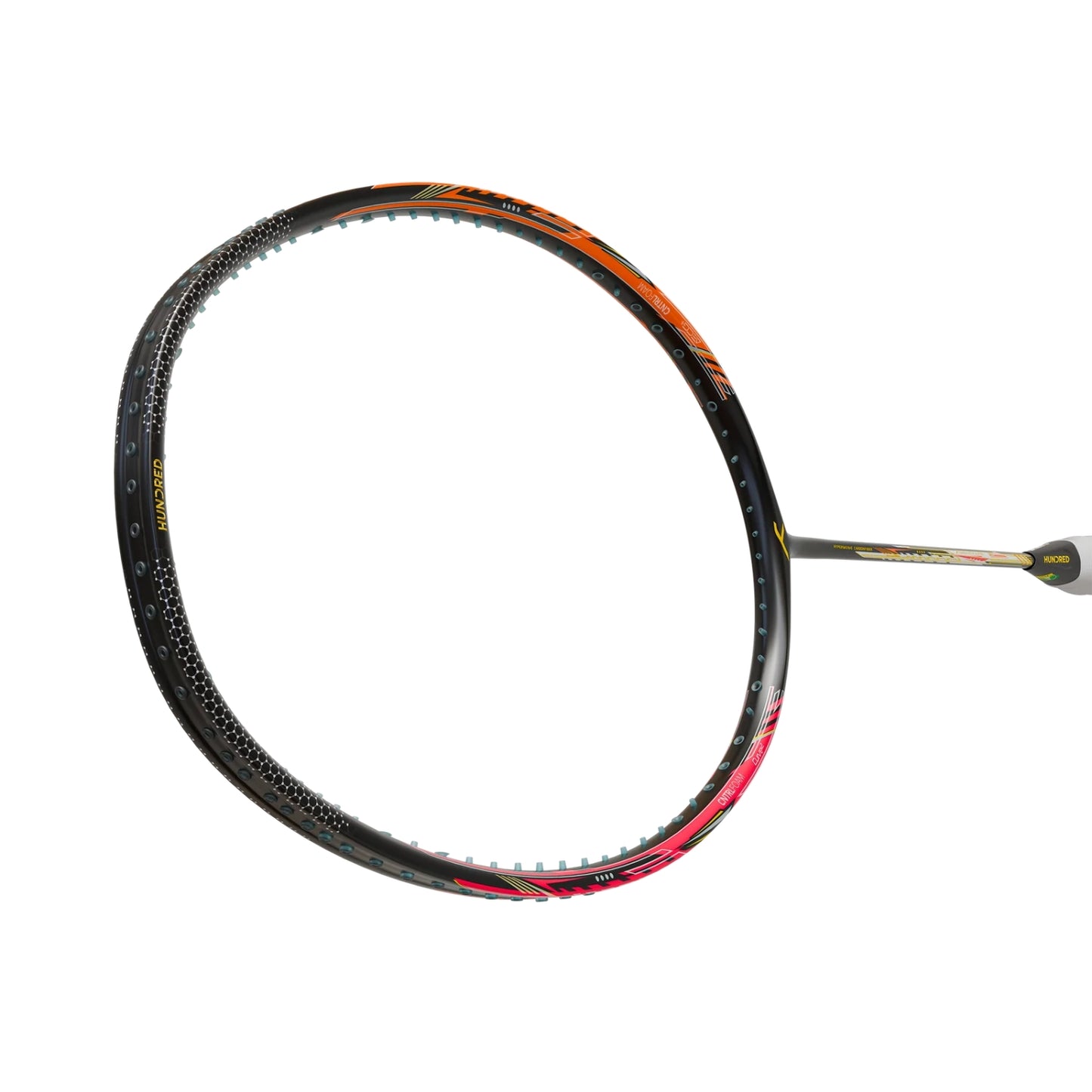 HUNDRED Flareon 700 Unstrung Badminton Racquet, Black/Orange/Pink (3U &amp; 4U) | Hyperweave Carbon Fibre Frame with CNTRL Foam | Speed &amp; All-Round Control - Best Price online Prokicksports.com