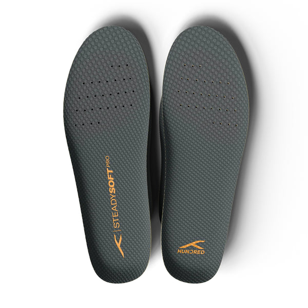 HUNDRED Steady Soft Pro Insoles, Dark Grey | Anti-Slip Cushioned Sports Insole with Comfort & Odour Control