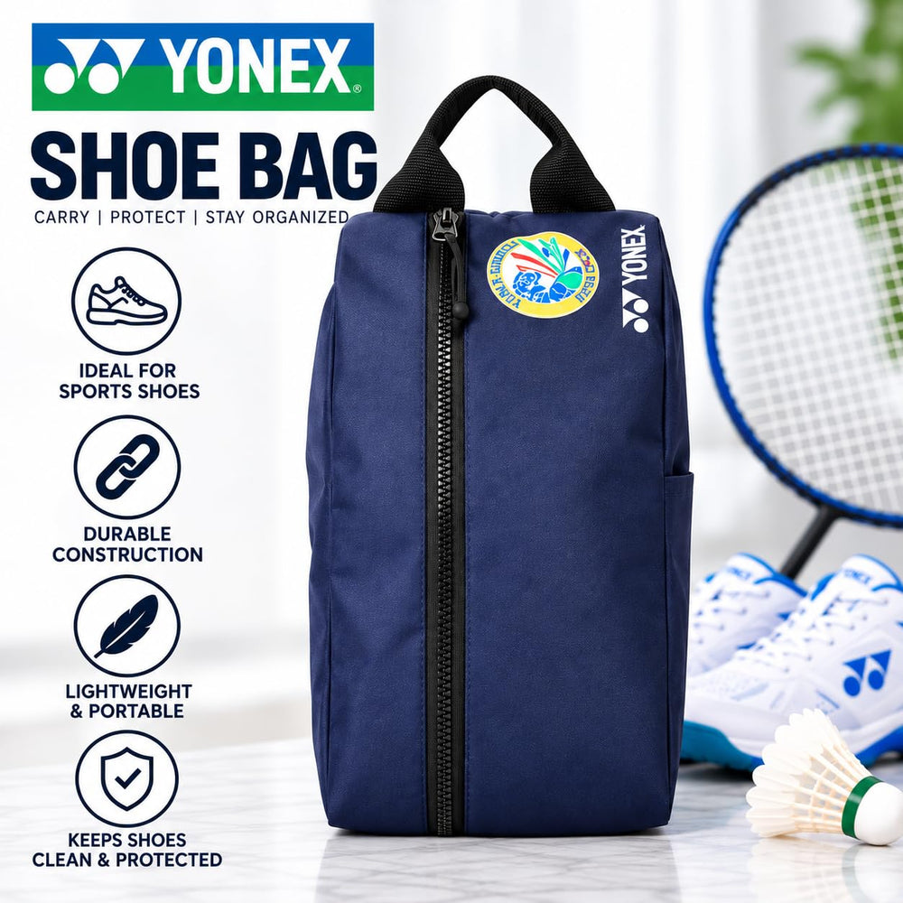 Yonex SUNR 2245 Sports Shoe Bag | Lightweight Polyester Carry Bag, Zippered Main Compartment, Top Carry Handle, Compact Footwear Storage for Badminton, Court & Training Shoes