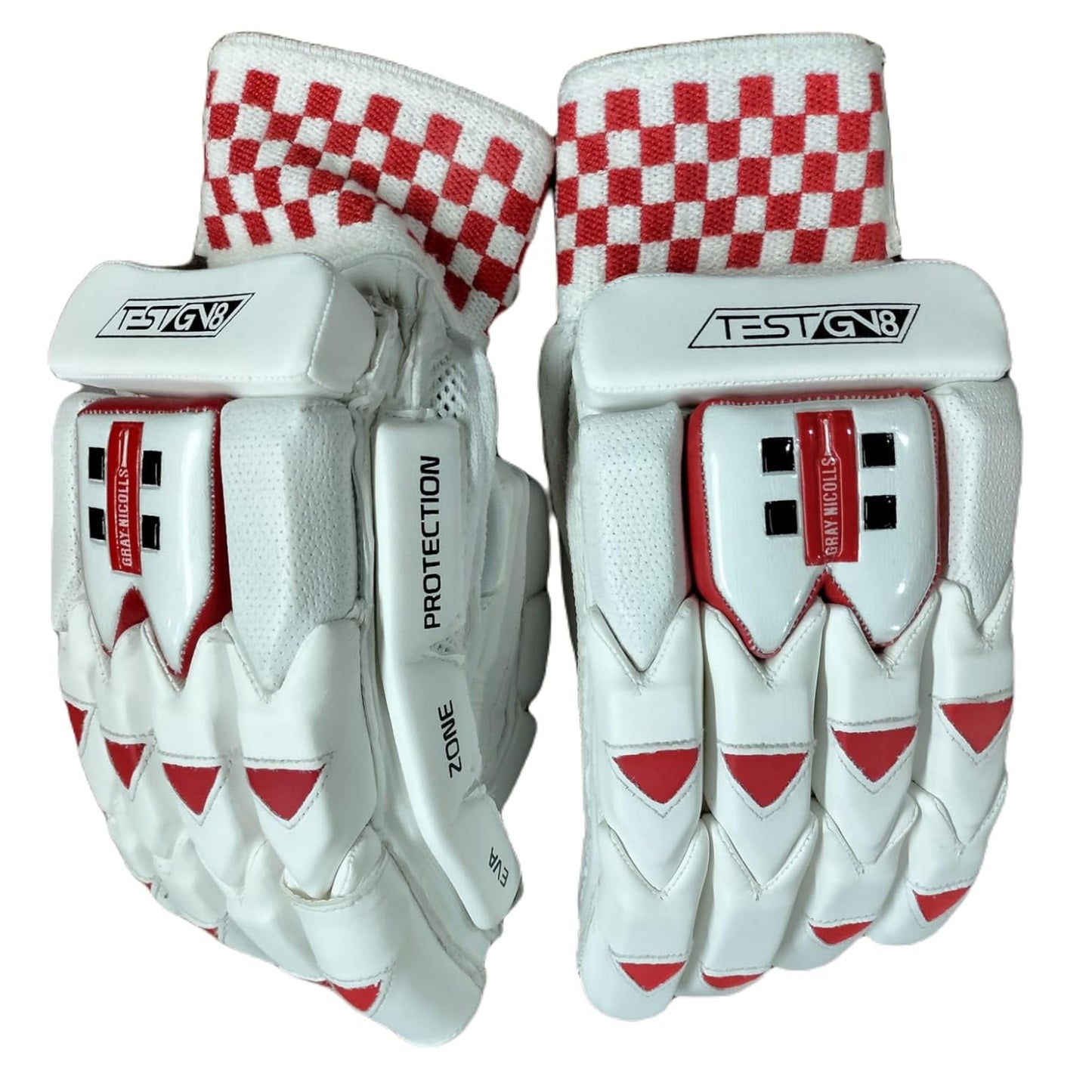 Gray Nicolls GN8 Test Right Hand Batting Gloves – Men’s (White/Red) | Pro-Level Protection with Fibre Shield & Premium Leather Palm - Best Price online Prokicksports.com