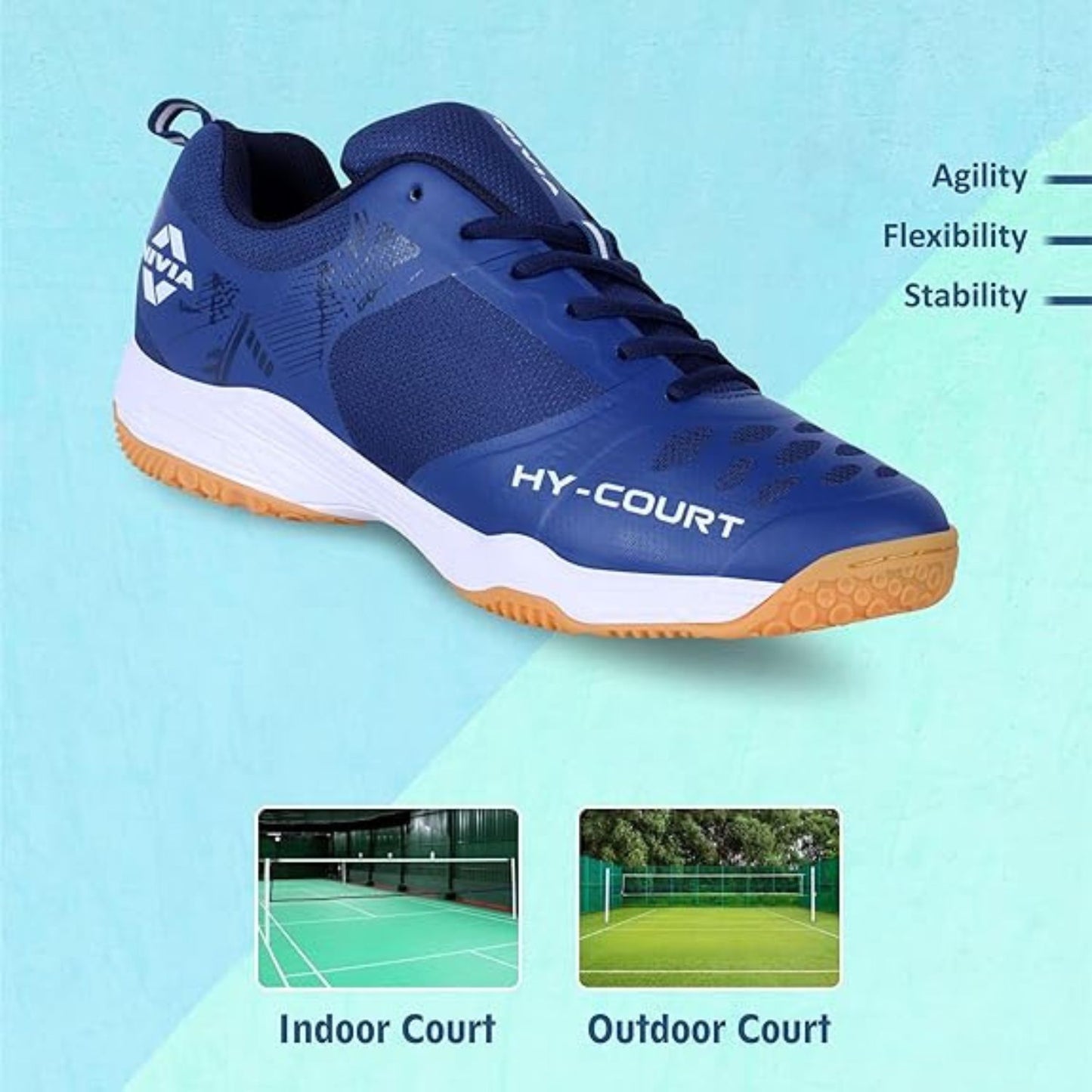 Nivia HY-Court 2.1 Badminton Shoes for Men | Non-Marking Sole | Cushioned Insole | Breathable Mesh | Lightweight Design - Best Price online Prokicksports.com