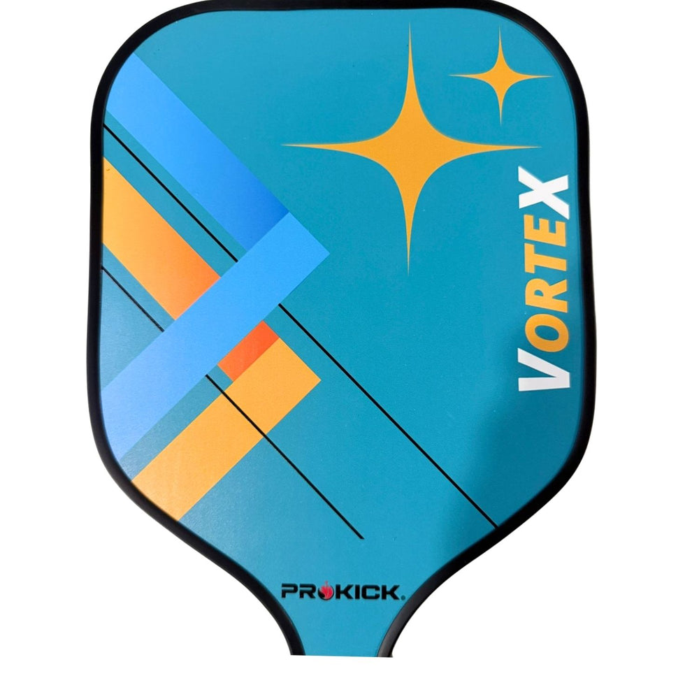 Prokick Vortex Pickle Ball Racquet – High-Performance Paddle with Carbon Fiber Face | Power & Control Design | Dark Cyan/Yellow Stripes | Lightweight Pro Pickleball Gear - Best Price online Prokicksports.com
