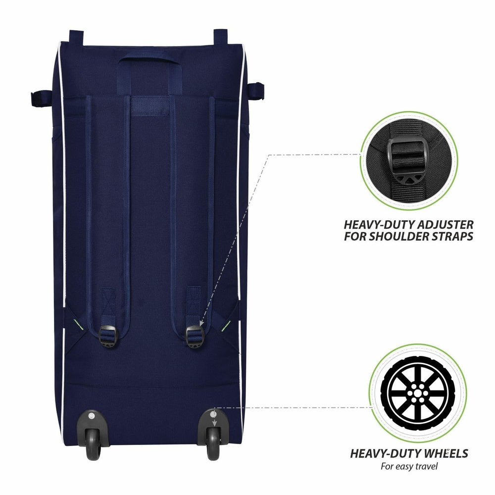 DSC EVOQ Duffle Cricket Kit Bag with Wheelie – Navy/F Yellow, Premium Wheelie Duffle Cricket Gear Bag with Large Capacity & Durable Fabric - Best Price online Prokicksports.com