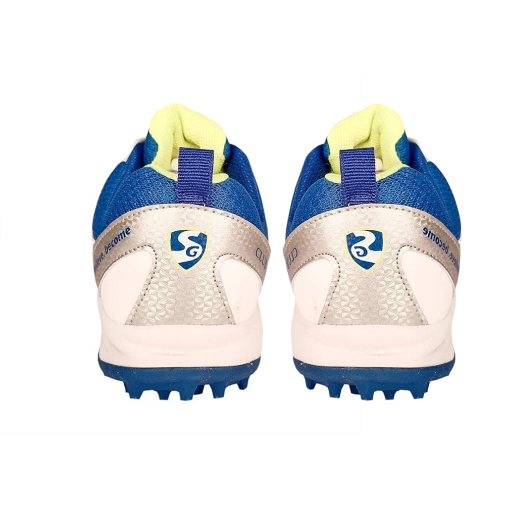 SG Club 4.0 Rubber Spikes Cricket Shoes Rubber – White/Royal Blue/Lime | Durable Grip with Comfort Support for Turf & Hard Ground - Best Price online Prokicksports.com
