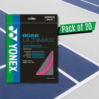 Yonex BG 66 Ultimax Badminton Strings – 0.65mm Gauge, 10m Sets, Pack of 20 ( Ultra-Thin High-Repulsion Control) - Best Price online Prokicksports.com