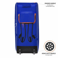 DSC Quadra Duffle Cricket Kit Bag with Wheelie – Royal Blue/Orange, Large Capacity Wheelie Duffle Cricket Gear Bag with Durable Fabric - Best Price online Prokicksports.com