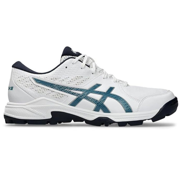 ASICS Gel-Peake 2 Cricket Shoes (Men) | Rubber Outsole | Breathable Mesh | Rearfoot GEL Cushioning | White/Atlantis Blue