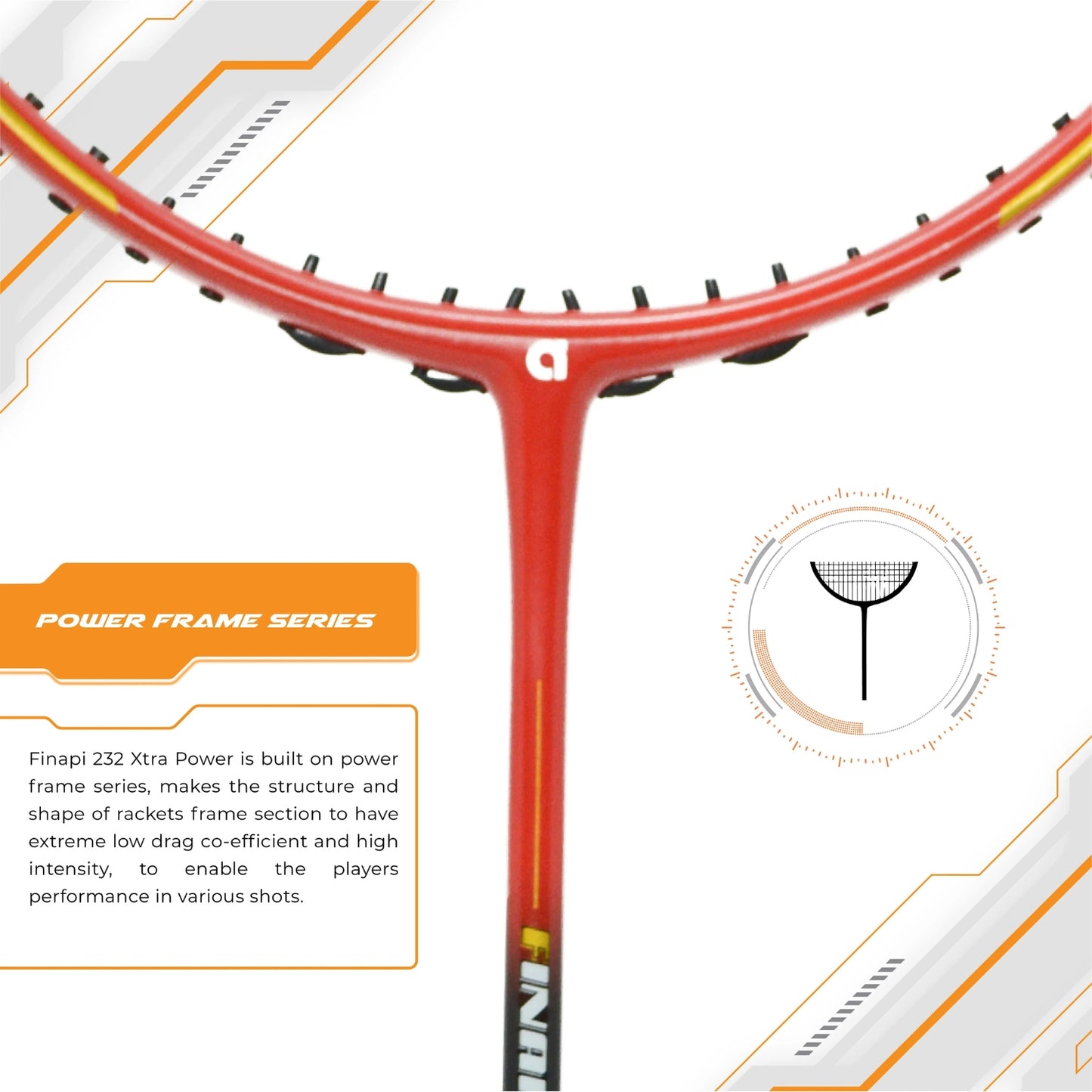 Apacs Finapi 232 Xtra Power Unstrung Badminton Racquet | Lightweight Graphite Frame | High Tension | Powerful Smash Control | Ideal for Intermediate & Advanced Player - Best Price online Prokicksports.com