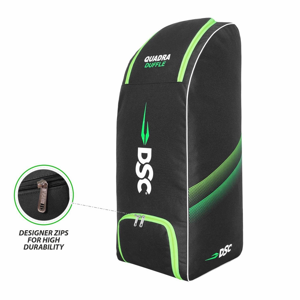 DSC Quadra Duffle Cricket Kit Bag – Black/F Yellow, Premium Duffle Style Cricket Gear Bag with Large Capacity & Durable Polyester Fabric - Best Price online Prokicksports.com