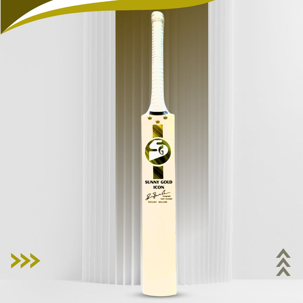 SG Sunny Gold Icon English Willow Cricket Bat (Short Handle) | Grade 1 Willow | 40mm Edges | Pro-Performance Grip | Club Tournament Bat