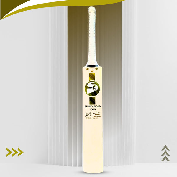 SG Sunny Gold Icon English Willow Cricket Bat (Short Handle) | Grade 1 Willow | 40mm Edges | Pro-Performance Grip | Club Tournament Bat