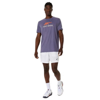 ASICS Men Court Graphic Tee Roundneck T-Shirt – Greyish Purple/Nova Orange | Breathable Sports Graphic Tee - Best Price online Prokicksports.com