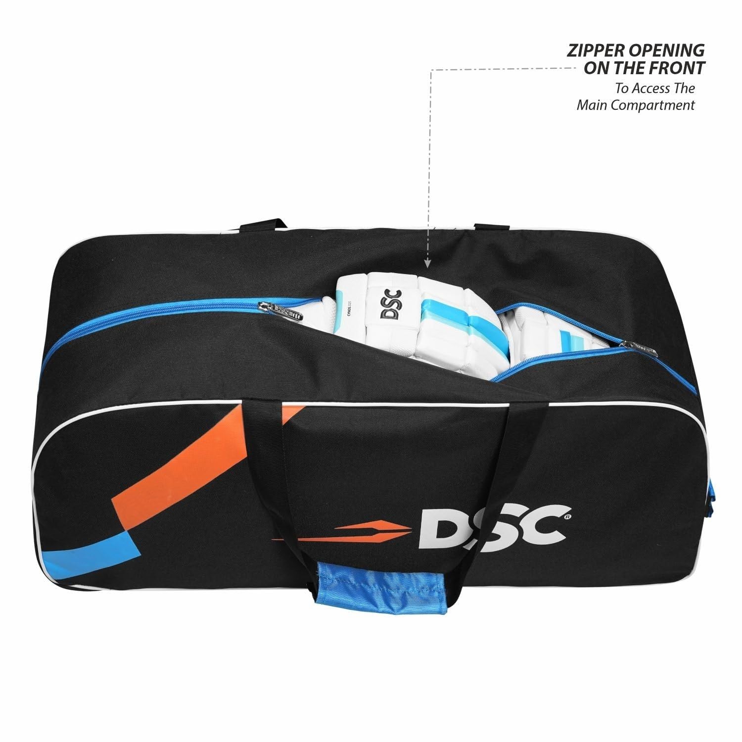 DSC Classic JR Cricket Kit Bag with Wheelie – Black/Blue, Junior Wheelie Cricket Gear Bag with Durable Fabric & Spacious Storage - Best Price online Prokicksports.com