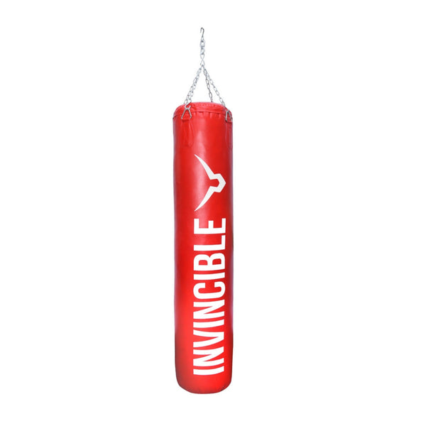 Invincible Classic Vinyl Tera Bag 4 Feet (35 Kg) | Heavy Duty Boxing Punching Bag | Durable Training Fitness Bag – Red