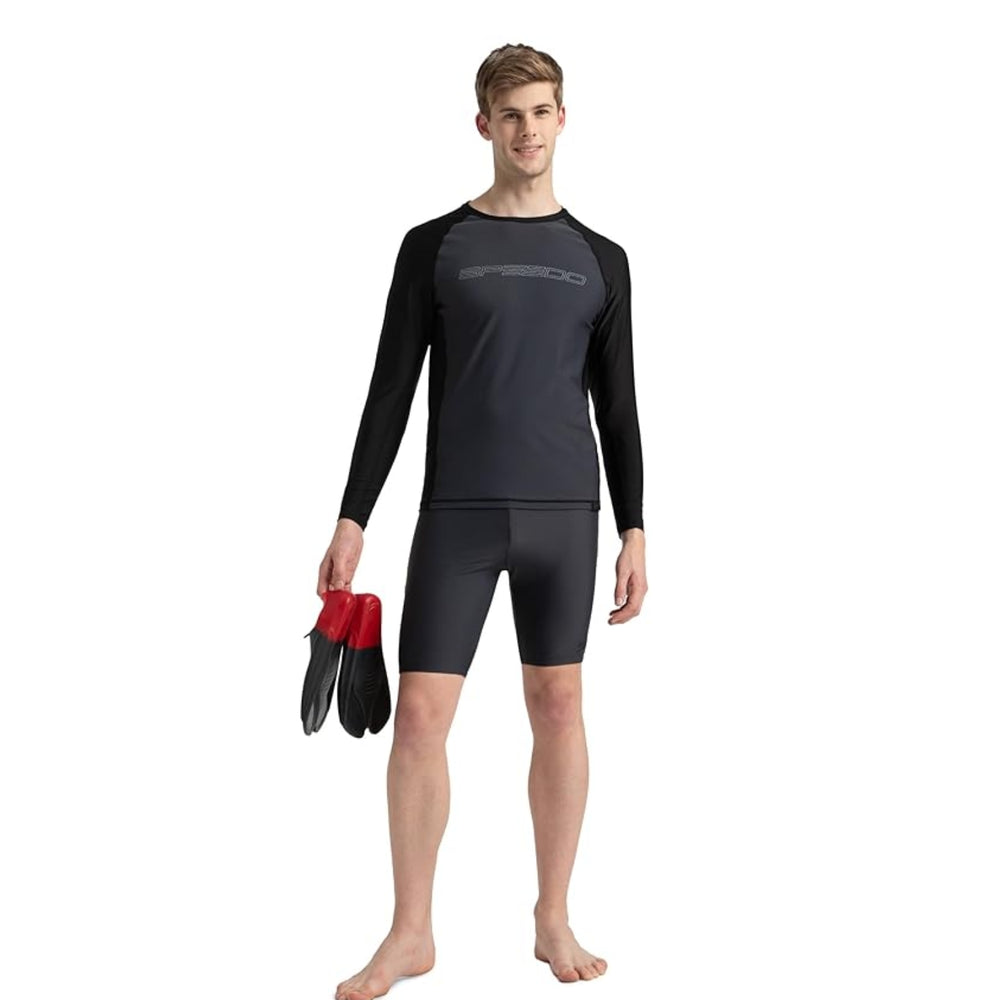 Speedo AM Performance Printed Swimactive Long Sleeve Suntop – Men UV Protection Swim Top, Quick Dry Stretch Rashguard, True Navy Blue/Cobalt Pop - Best Price online Prokicksports.com