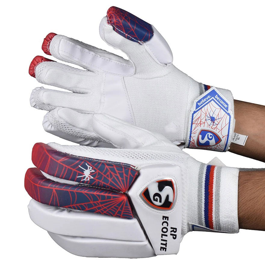SG RP Ecolite RH Batting Gloves - Superior Grip & Protection for Cricket - S Junior Size