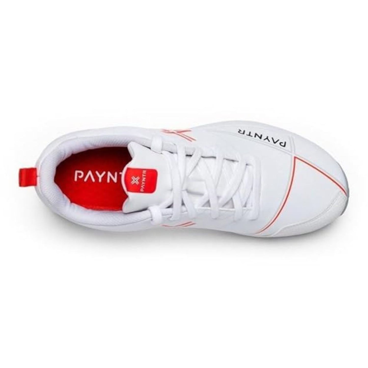 Payntr X Batting Metal Spike Cricket Shoes – White | PU Upper, 7/4 Metal Spike Plate, EVA Midsole, Reinforced Toe, Honeycomb Insole | Lightweight Comfort for Batters & All-Rounders