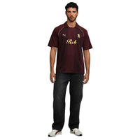 PUMA x RCB Striper Polo II Polo T-Shirt for Men | Classic Collar with Button Placket, Knitted Fabric & Official RCB Branding - Best Price online Prokicksports.com
