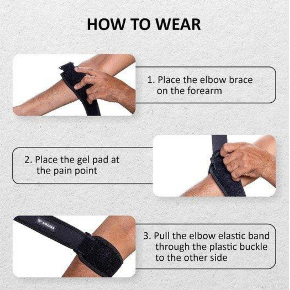 Vector X VNS-015 Tennis Elbow Strap | Ergonomic Counterforce Support with Soft Compression Pad | Adjustable Neoprene Brace for Tennis, Golf & Weightlifting - Best Price online Prokicksports.com