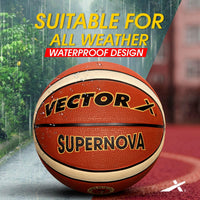 Vector X Supernova 14 Panel Rubber Basketball (Brick Brown) | All-Weather Indoor & Outdoor Basketball
