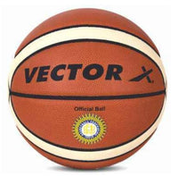 Vector X X-Pro 14 Panel Premium PU Basketball (Brown/Dual Tone) | Official BFI Approved Match & Training Basketball