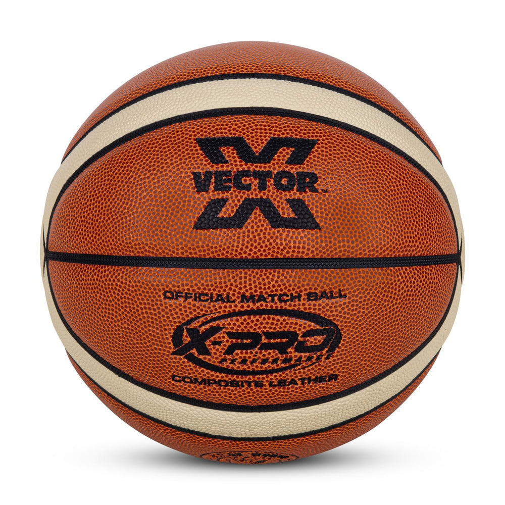 Vector X X-Pro 14 Panel Premium PU Basketball (Brown/Dual Tone) | Official BFI Approved Match & Training Basketball