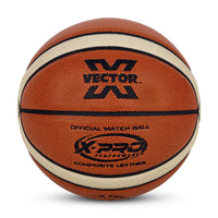 Vector X X-Pro 14 Panel Premium PU Basketball (Brown/Dual Tone) | Official BFI Approved Match & Training Basketball