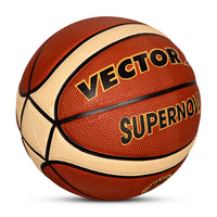 Vector X Supernova 14 Panel Rubber Basketball (Brick Brown) | All-Weather Indoor & Outdoor Basketball