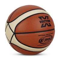 Vector X X-Pro 14 Panel Premium PU Basketball (Brown/Dual Tone) | Official BFI Approved Match & Training Basketball