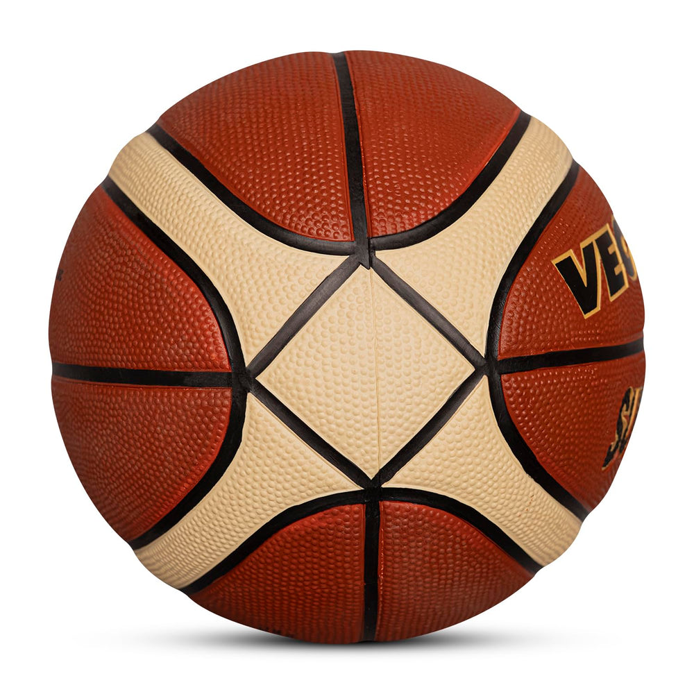 Vector X Supernova 14 Panel Rubber Basketball (Brick Brown) | All-Weather Indoor & Outdoor Basketball
