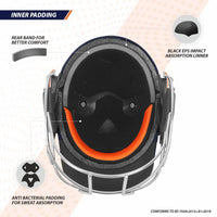 DSC Empra Titanium Cricket Helmet | BS7928 Certified Hard Ball Helmet | Titanium Grill, Adjustable Fit | Navy, Size M
