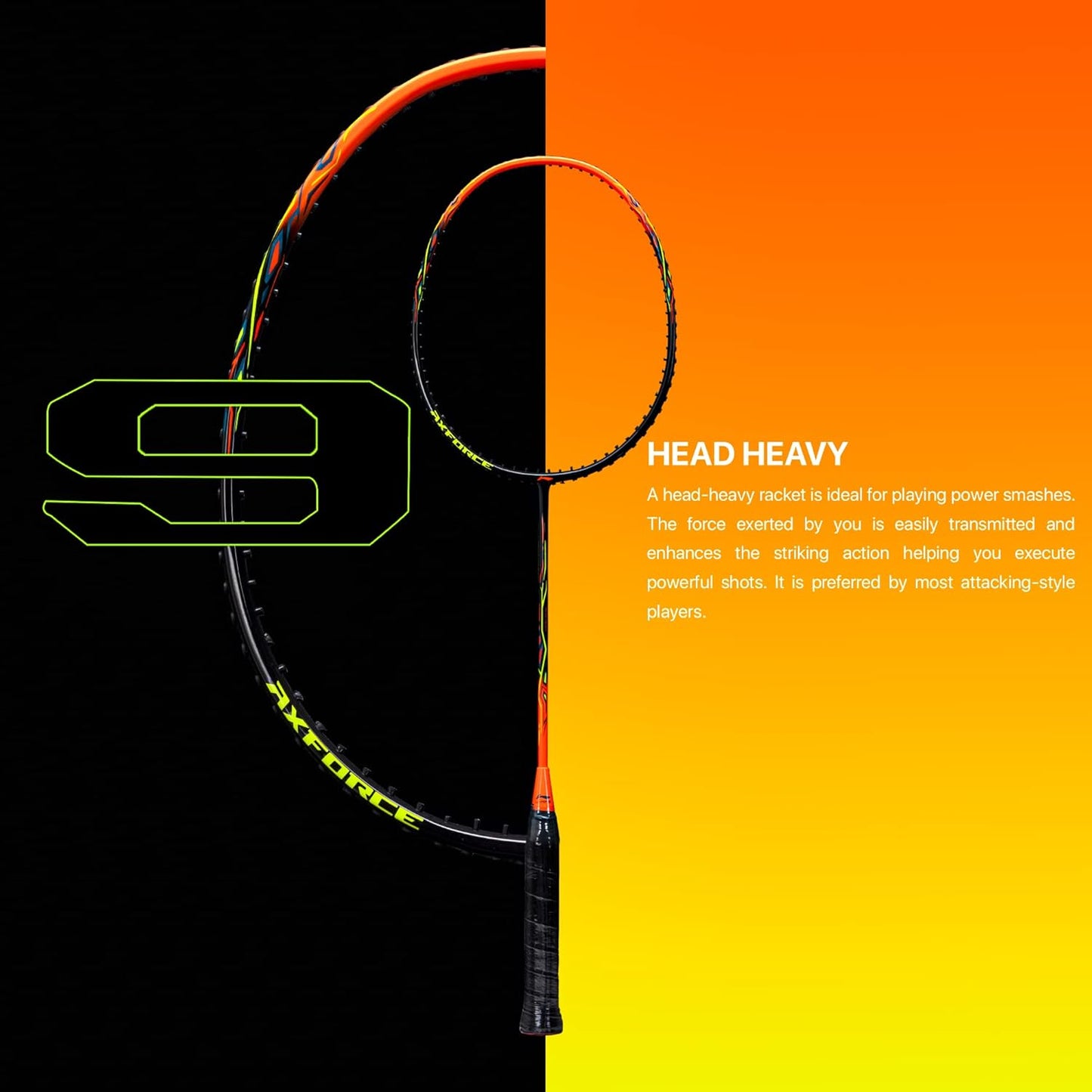 Li-Ning AX Force 9 G5 Strung Badminton Racquet Black/Orange – Lightweight, Powerful Smash, High-Tension Control, Professional Performance Racket for Advanced Players - Best Price online Prokicksports.com