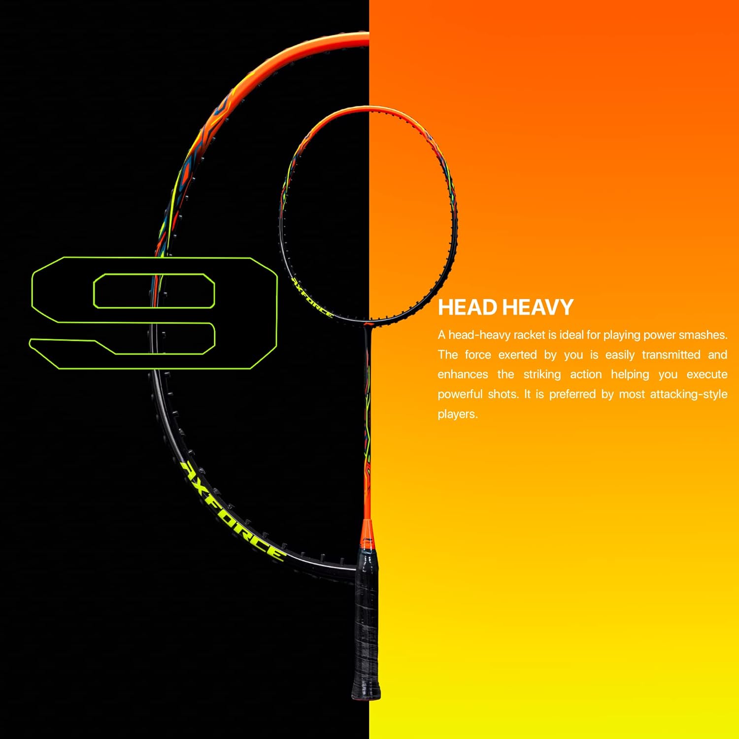 Li-Ning AX Force 9 G5 Strung Badminton Racquet Black/Orange – Lightweight, Powerful Smash, High-Tension Control, Professional Performance Racket for Advanced Players - Best Price online Prokicksports.com