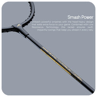 HUNDRED Powertek Star (2 Strung Rackets + 2pc Nylon Shuttlecocks), 16-18 LBS