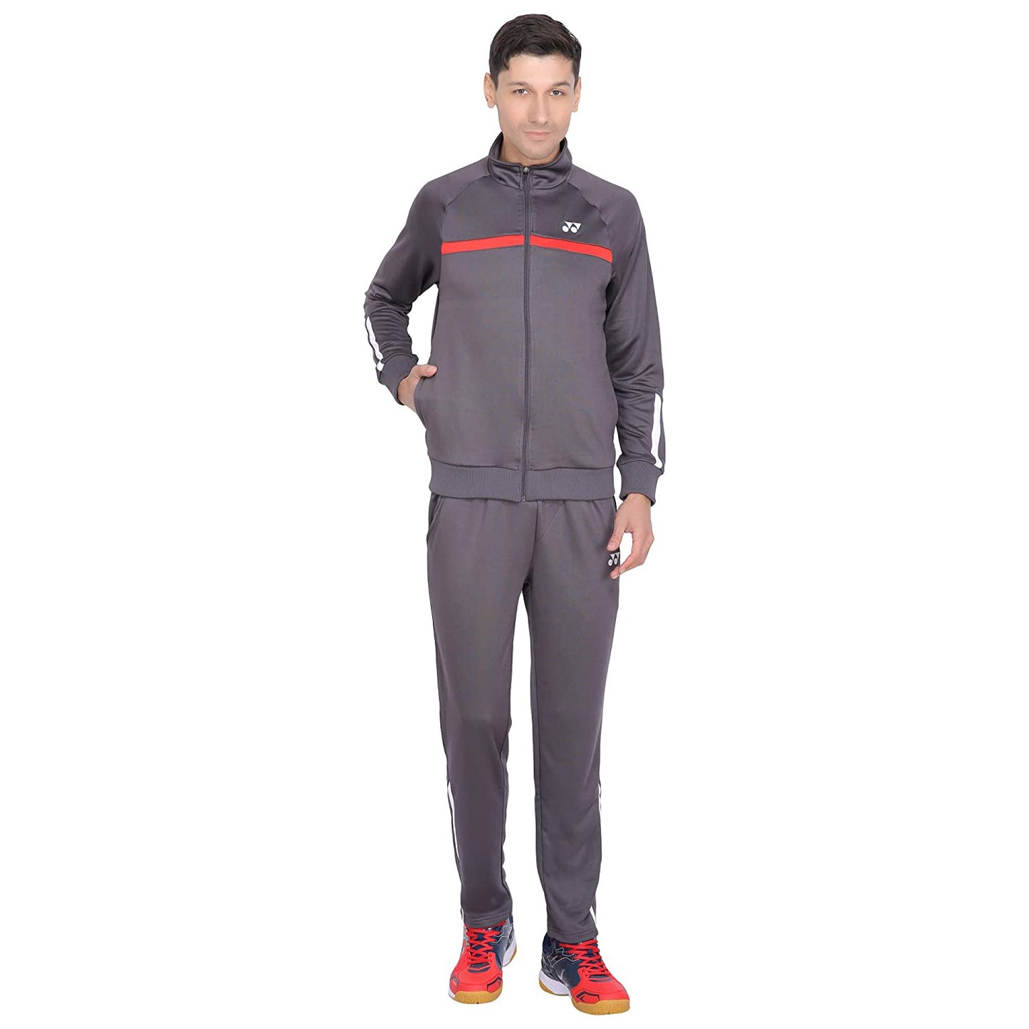 Yonex Sports Polyester Tracksuit for Men's (Grey/Red) - Best Price online Prokicksports.com