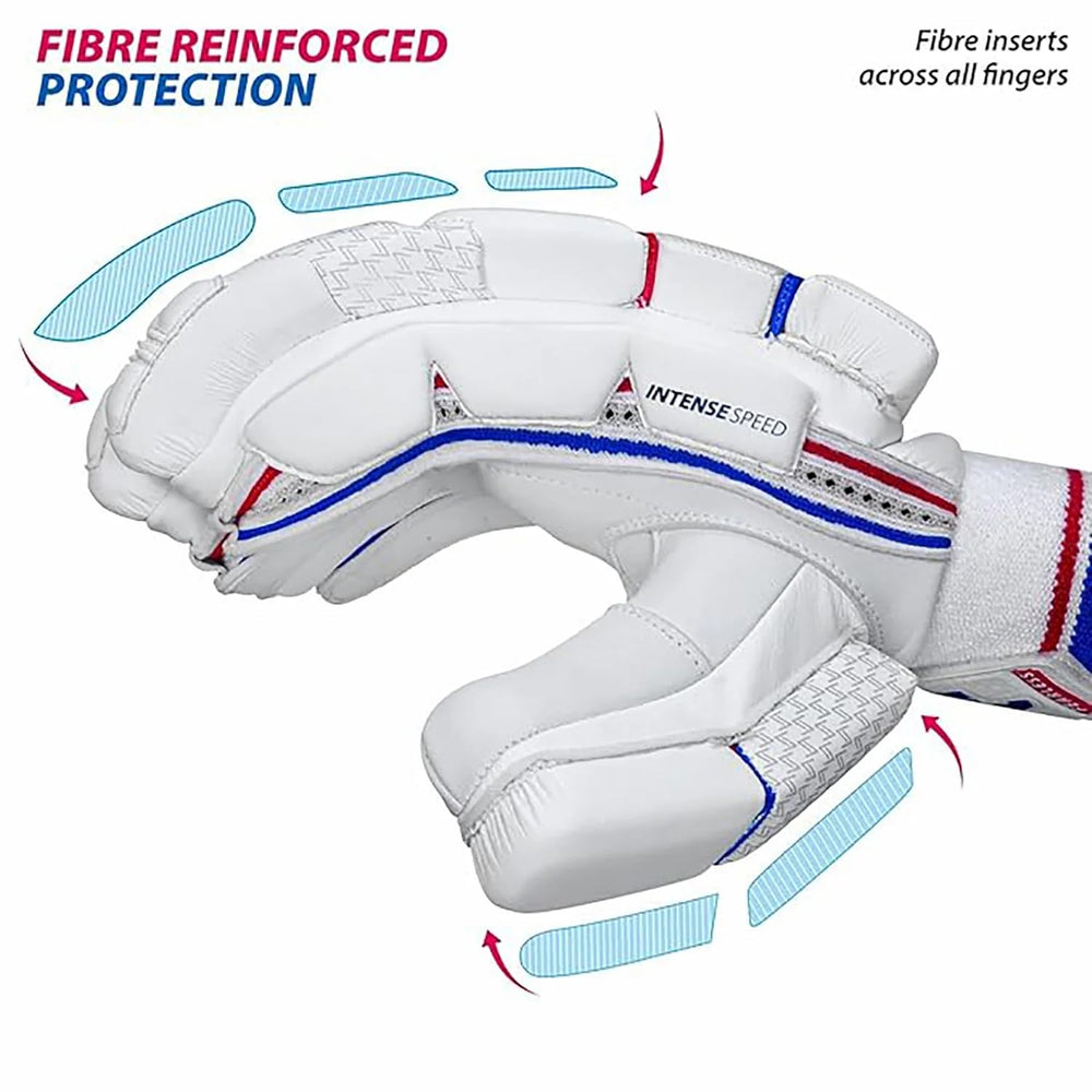 DSC Intense Speed Right Hand Cricket Batting Gloves | High-Density Foam, Reinforced Finger Protection | Adult RH