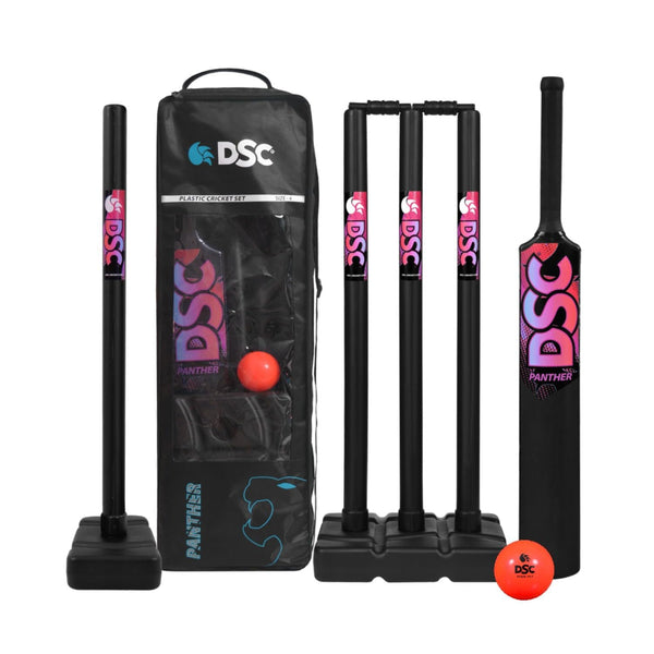 DSC Panther Plastic Cricket Set | Ideal for Tennis Ball & Gully/Turf Cricket | Complete Starter Cricket Kit