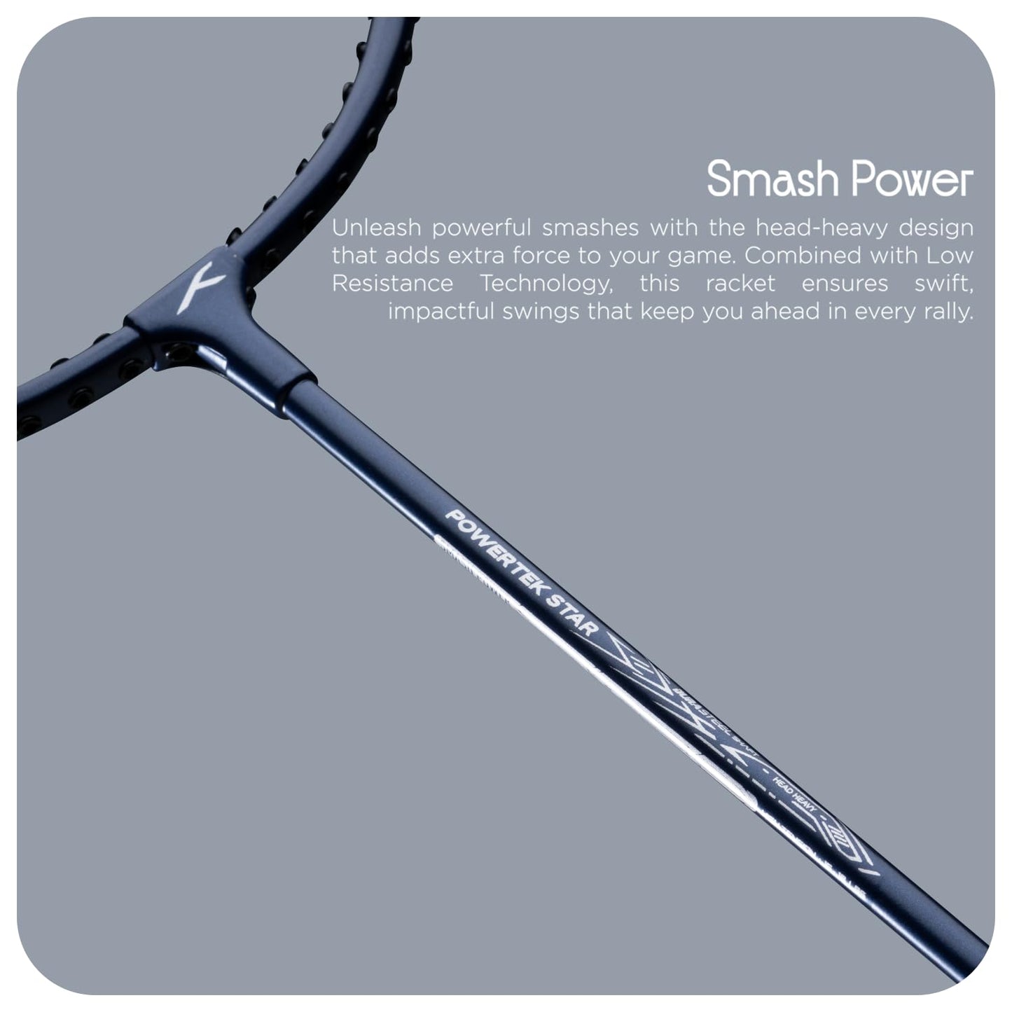 HUNDRED Powertek Star (2 Strung Rackets + 2pc Nylon Shuttlecocks), 16-18 LBS - Best Price online Prokicksports.com