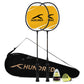 HUNDRED Powertek Star (2 Strung Rackets + 2pc Nylon Shuttlecocks), 16-18 LBS - Best Price online Prokicksports.com