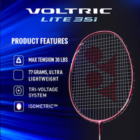 Yonex Voltric Lite 35i HM Graphite Head Heavy Badminton Strung Racquet | NANOMESH NEO & ISOMETRIC Power Frame with Full Cover - Best Price online Prokicksports.com
