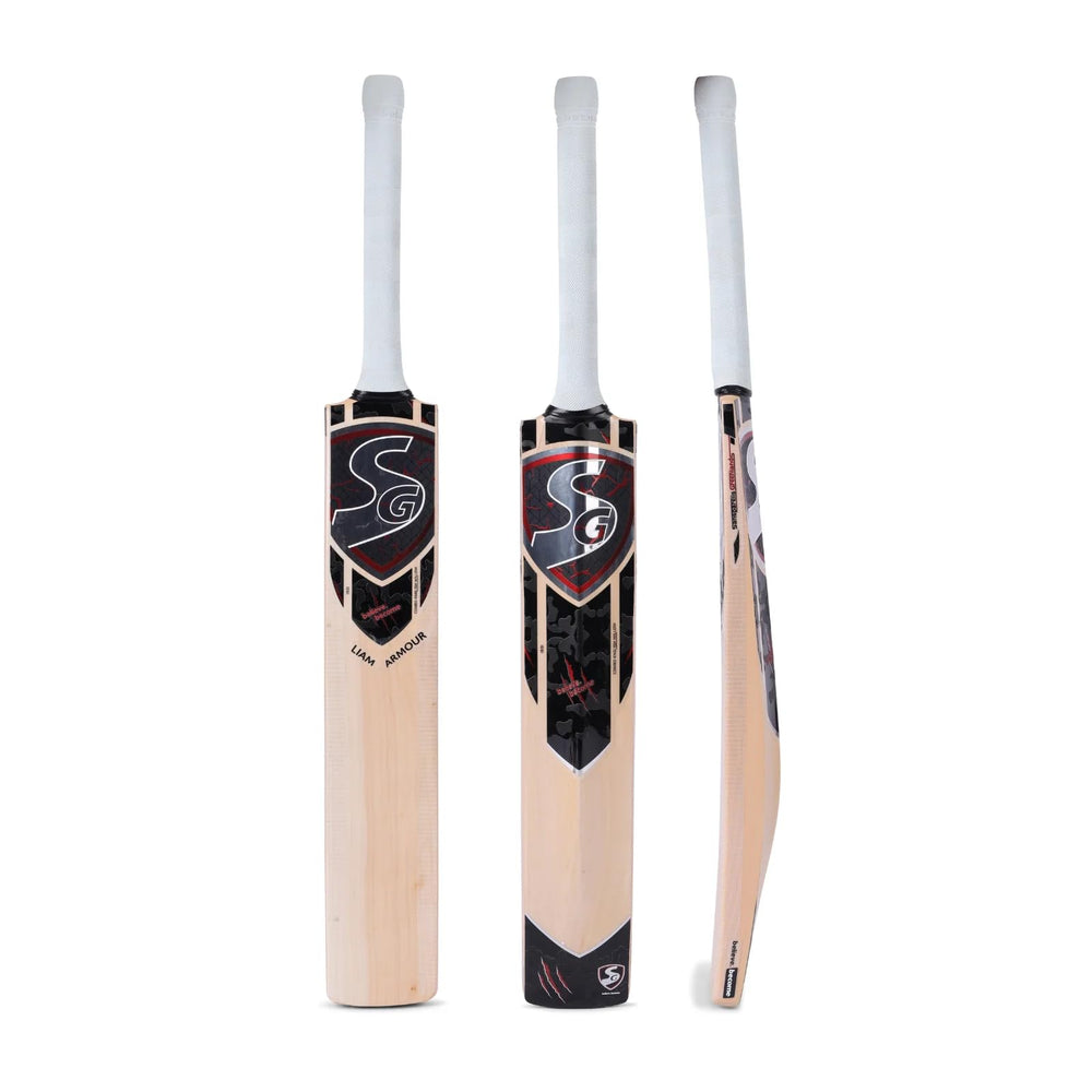SG Liam Armour English Willow Cricket Bat - Size 4 | Hard-Pressed Blade, Thick Edges & Round Cane Handle