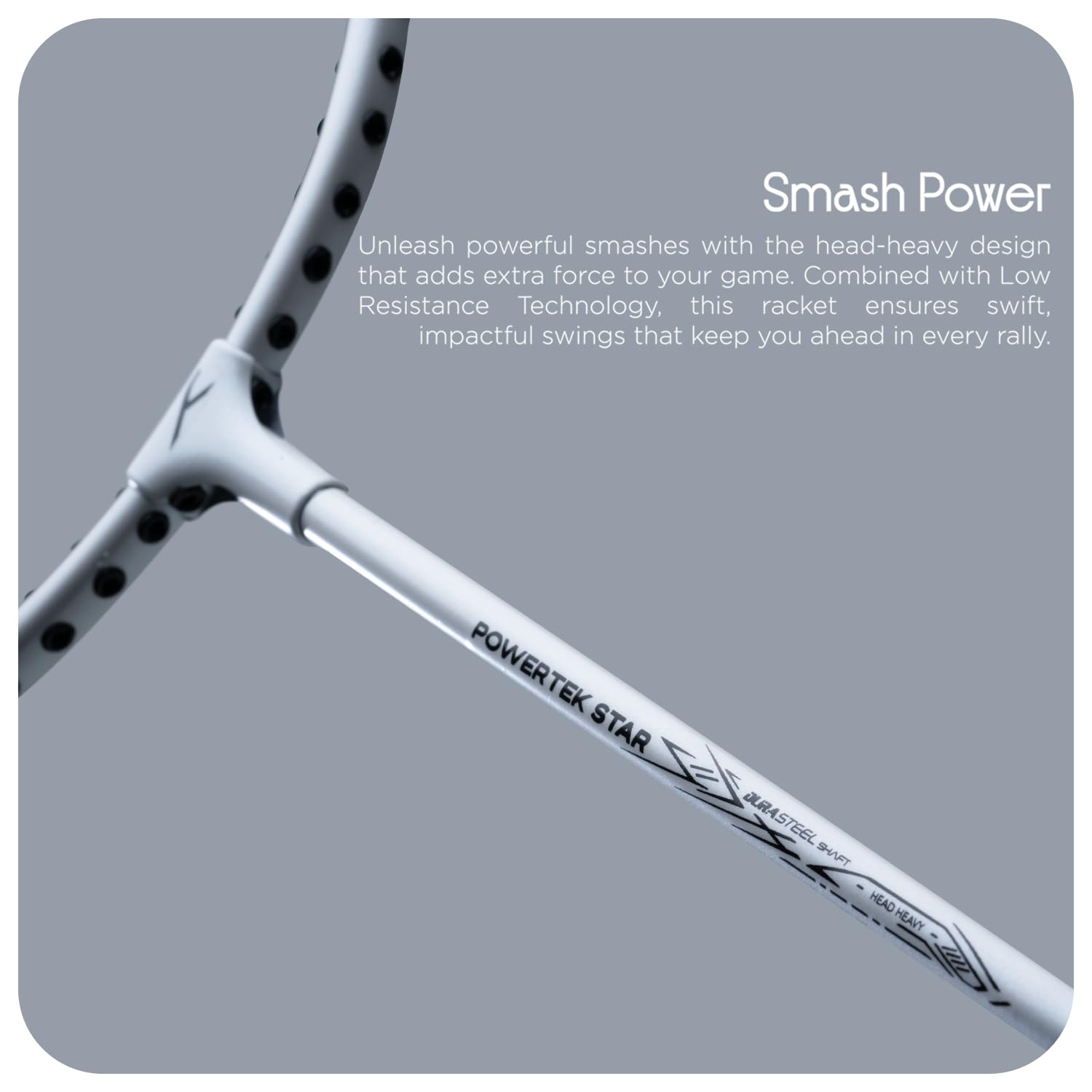 HUNDRED Powertek Star (2 Strung Rackets + 2pc Nylon Shuttlecocks), 16-18 LBS - Best Price online Prokicksports.com