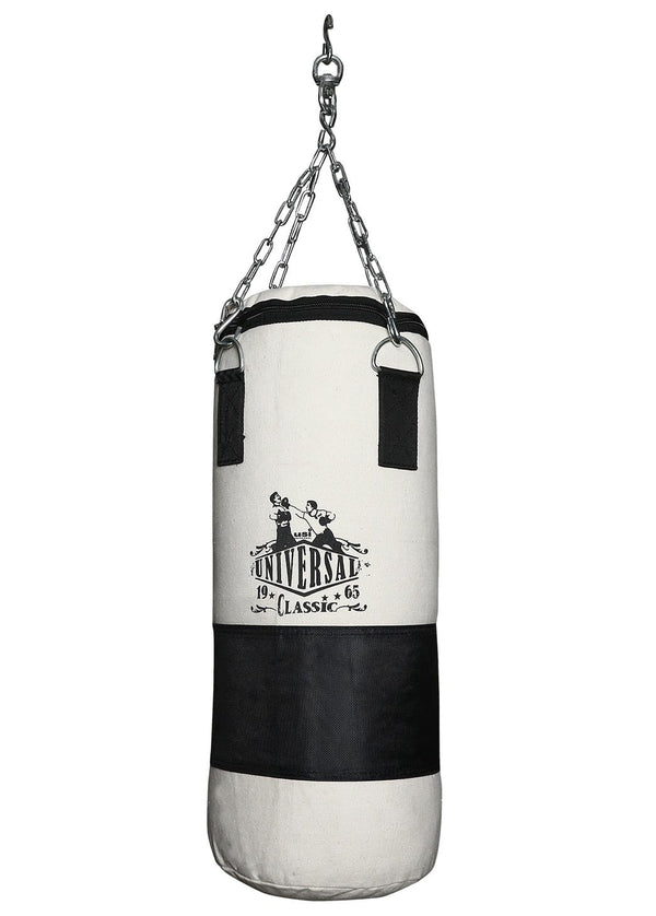 USI Universal 626C Classic Canvas Filled Boxing Punching Bag – White/Black, Durable Training Bag for Boxing, MMA & Fitness Workouts