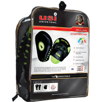 USI Universal 627CRPU Boxing Mitts Black/Neon – Lightweight Punching Pads for Focus Training, MMA, Muay Thai & Boxing Practice Sessions - Best Price online Prokicksports.com