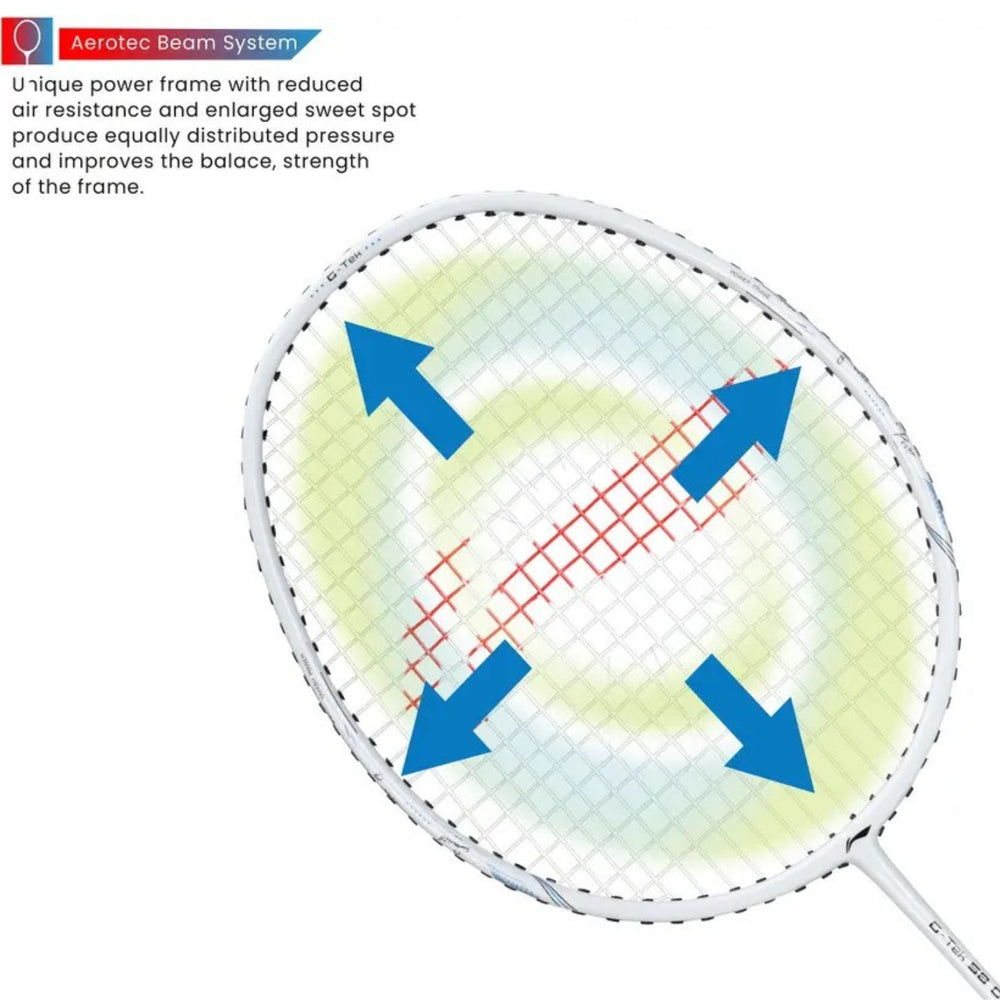 Li-Ning G-TEK 58 GX Strung Badminton Racquet White – Lightweight Graphite Frame, High Tension, Durable Racket with Cover for Intermediate & Advanced Players - Best Price online Prokicksports.com