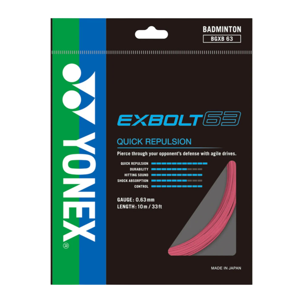 Yonex Exbolt 63 Badminton String - Light Pink | Ultra-Thin & High-Speed Control